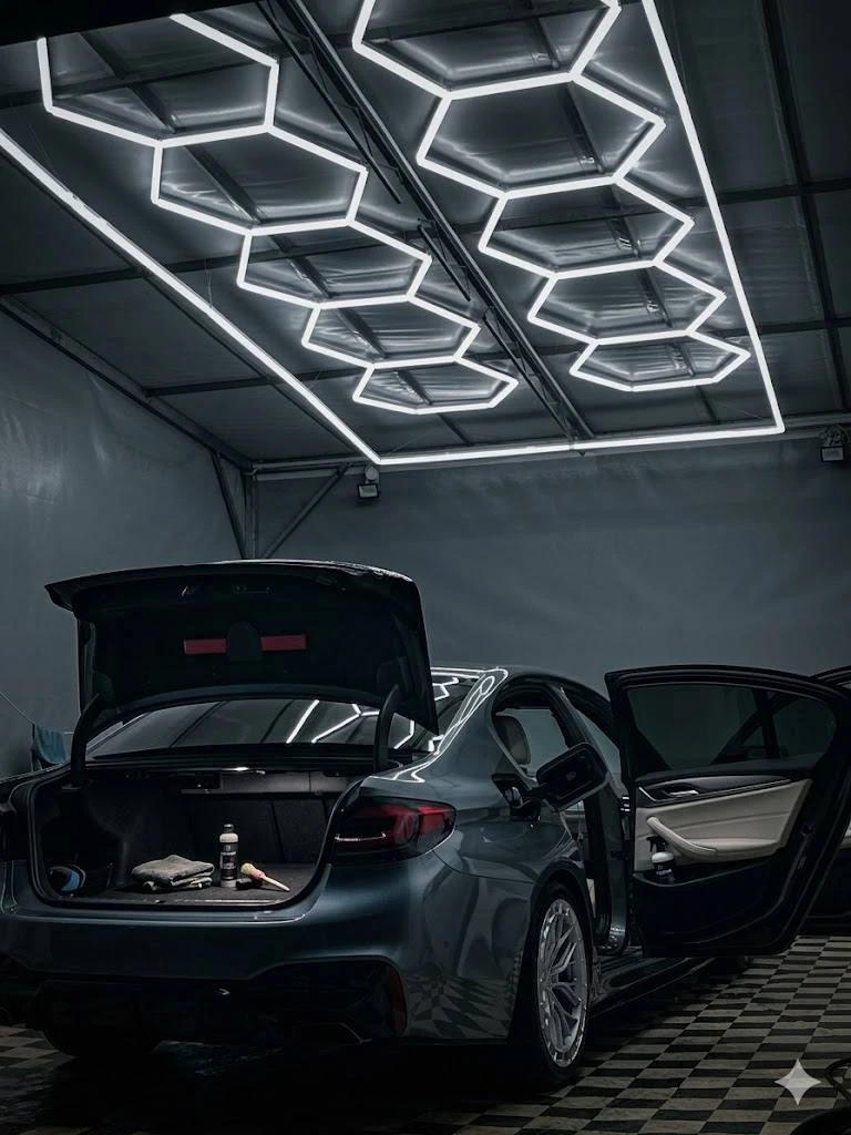 auto detailing wnętrza Dobrzykowice, samochód w studiu z oświetleniem LED Bizon Auto